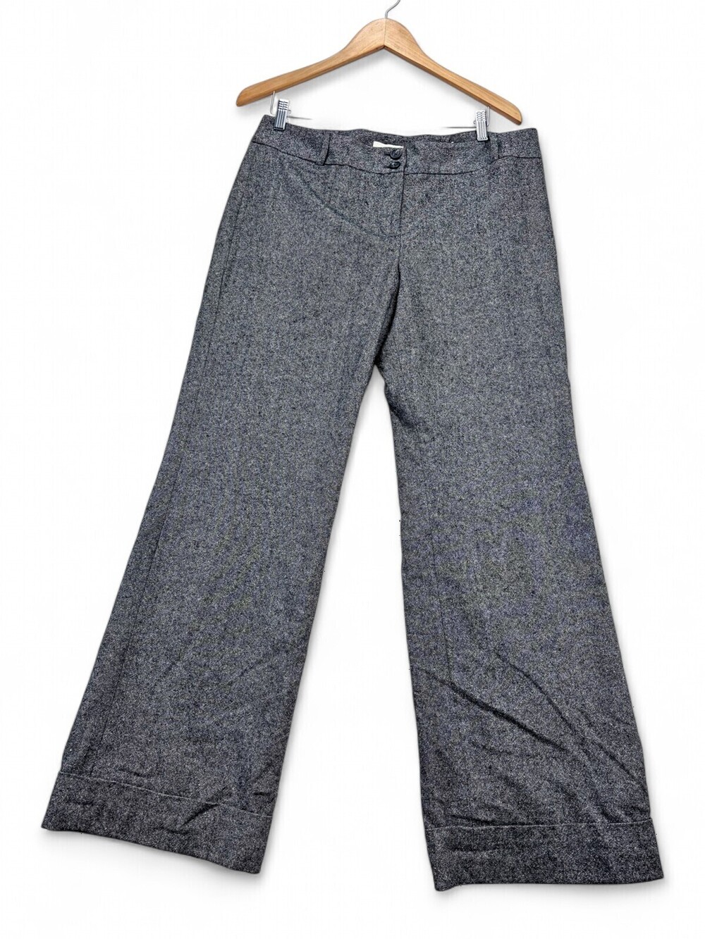 LOFT Gray Textured Boot-Cut Trousers Size 12